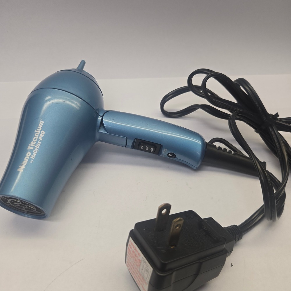 BaBylissPRO Nano Titanium Travel Hair Dryer Blue Folding Handle Dual Voltage‎